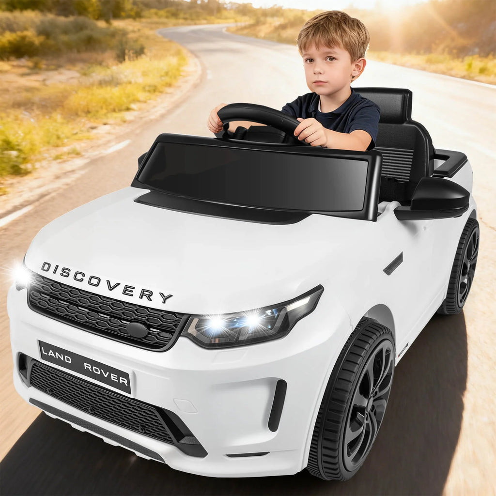 Costway 12V Licensed Land Rover Kids Ride on Car with Remote Control, LED Lights, Music, Horn White