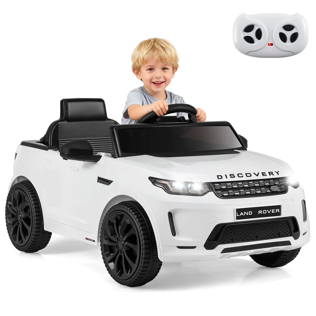 Costway 12V Licensed Land Rover Kids Ride on Car with Remote Control, LED Lights, Music, Horn White